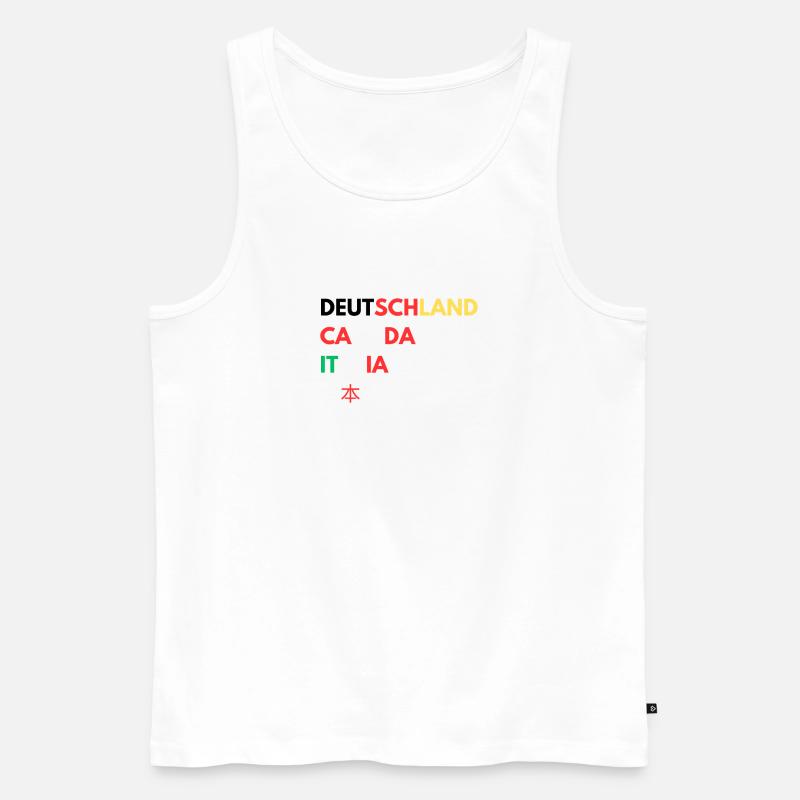 Länderfarben Schriftzug Collage - Männer Premium Bio Tank Top - Weiß