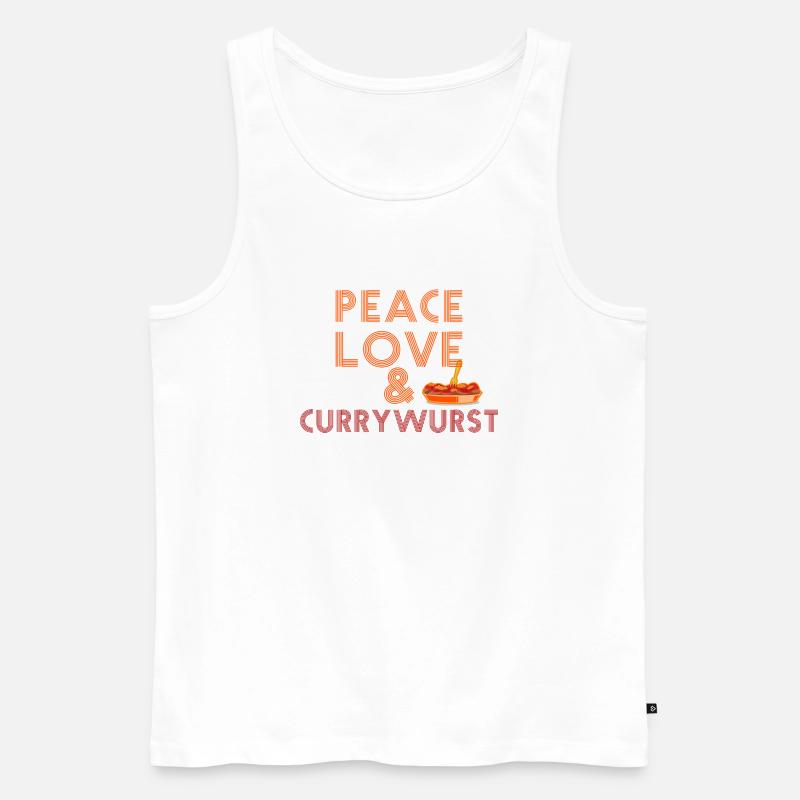 Peace, Love & Currywurst - Männer Premium Bio Tank Top - Weiß