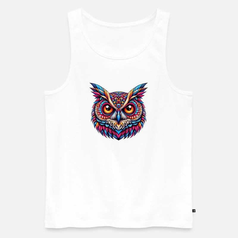 Eule - Männer Premium Bio Tank Top - Weiß