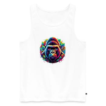 Gorilla - Männer Premium Bio Tank Top - Weiß - Vorne - Michal (187cm)