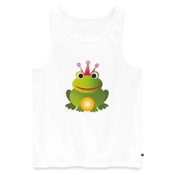 Prince grenouille - avec couronne rose et boule dorée - Débardeur bio Premium Homme - blanc - Devant - AI Model Male 178 light (178cm)