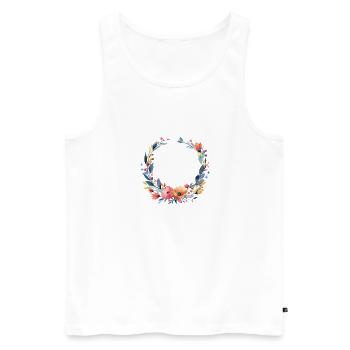 Colorful, flower wreath, customizable - Men's Premium Organic Tank Top - white - Front - Michal (187cm)