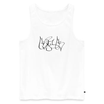 KICK Inspired by classic throw-up graffiti styles - Männer Premium Bio Tank Top - Weiß - Vorne - Michal (187cm)
