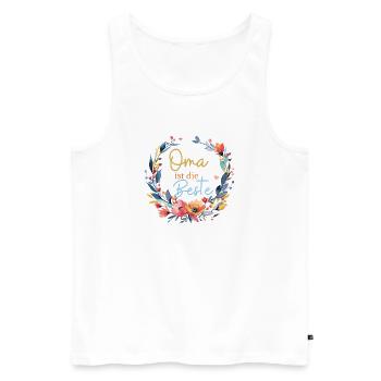 Oma ist die Beste! Wildblumen, personalisierbar - Männer Premium Bio Tank Top - Weiß - Vorne - Michal (187cm)