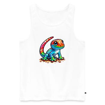Gecko - Männer Premium Bio Tank Top - Weiß - Vorne - Michal (187cm)