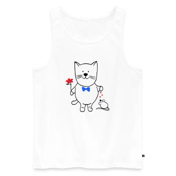 Cat and Mouse - Men's Premium Organic Tank Top - white - Front - Michal (187cm)