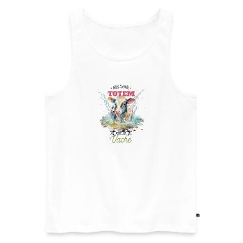 Mon animal totem c'est la vache - Débardeur bio Premium Homme - blanc - Devant - Michal (187cm)