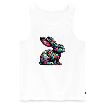 Rabbit - Men's Premium Organic Tank Top - white - Front - Michal (187cm)
