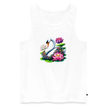 Swan decorated with lotus flowers flower - Men's Premium Organic Tank Top - white - Front - Michal (187cm)