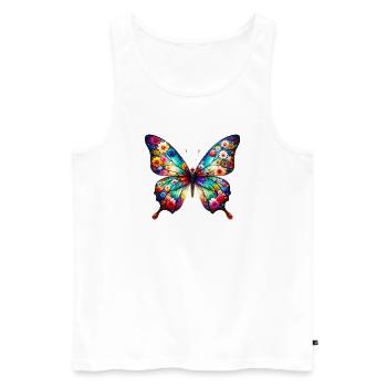 Papillon décoré de fleurs - Débardeur bio Premium Homme - blanc - Devant - AI Model Male 178 light (178cm)