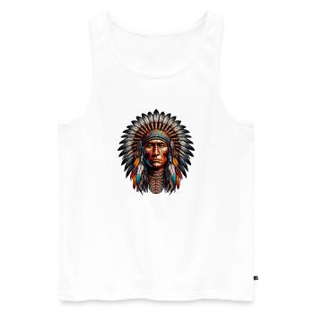 Amérindien Américain - Débardeur bio Premium Homme - blanc - Devant - AI Model Male 178 light (178cm)
