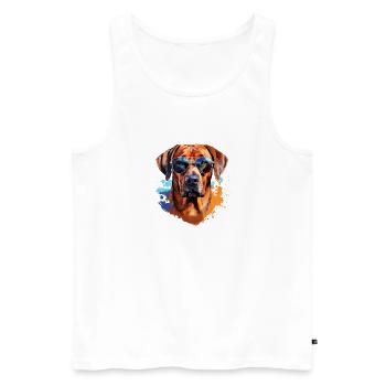 Rhodesian Ridgeback avec lunettes de soleil - Débardeur bio Premium Homme - blanc - Devant - Michal (187cm)