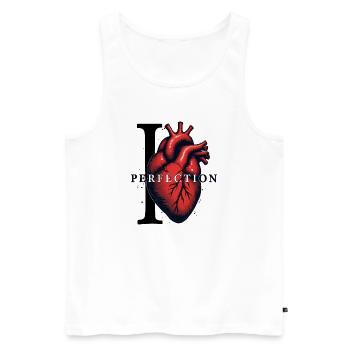 I LOVE PERFECTION, Ich liebe Perfektion - Männer Premium Bio Tank Top - Weiß - Vorne - AI Model Male 178 light (178cm)