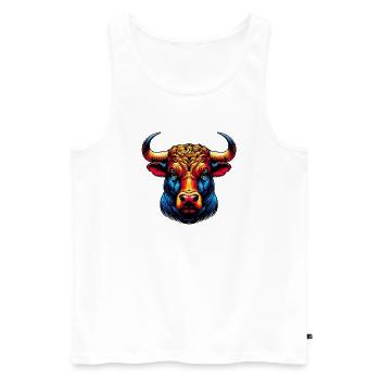Stier - Männer Premium Bio Tank Top - Weiß - Vorne - AI Model Male 178 light (178cm)