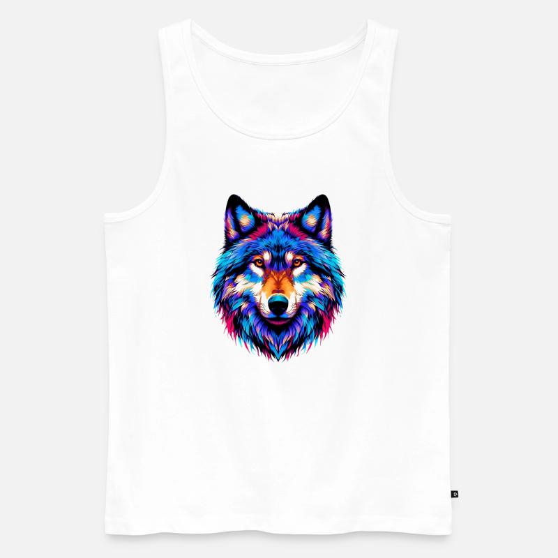 Wolf - Männer Premium Bio Tank Top - Weiß