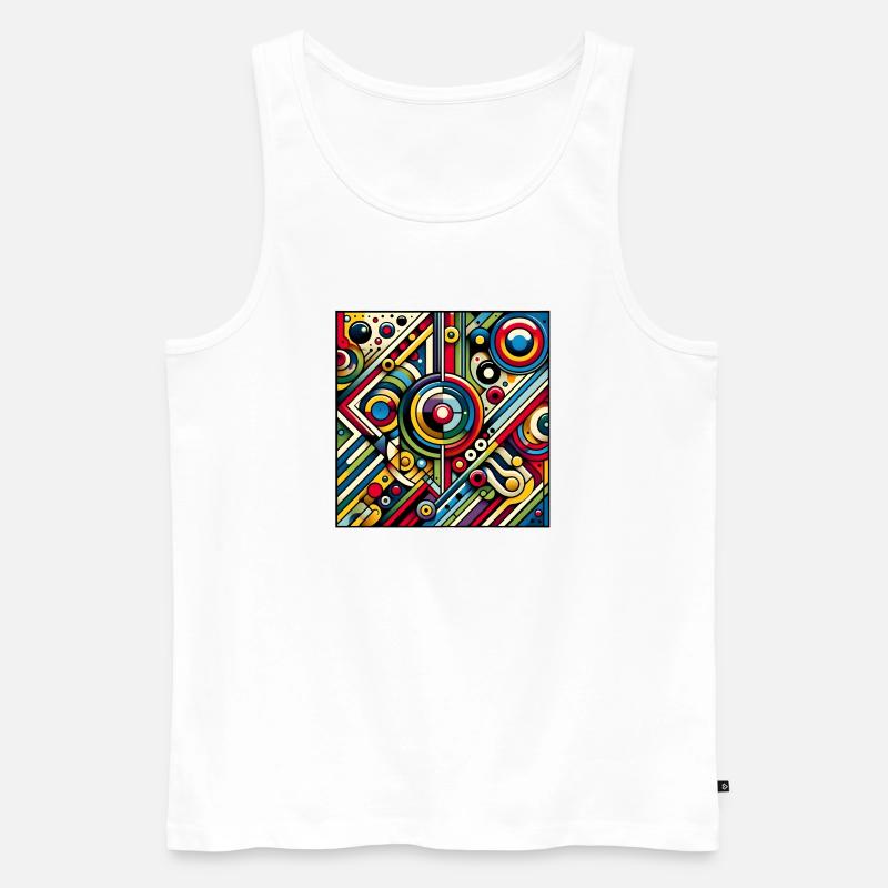 Neon Geometry — Circuit Pop - Männer Premium Bio Tank Top - Weiß
