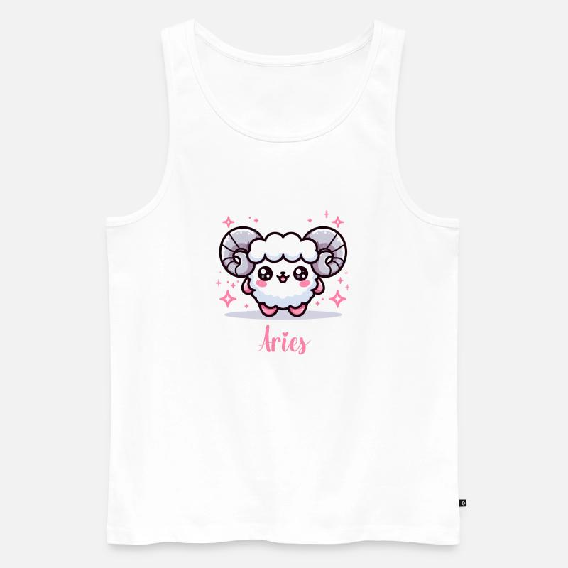 Süße Aries Sternzeichen Astrologie Geschenk - Männer Premium Bio Tank Top - Weiß