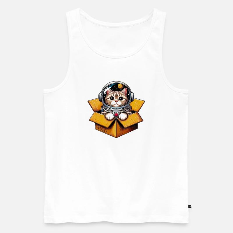 Astronaut Katze - Männer Premium Bio Tank Top - Weiß