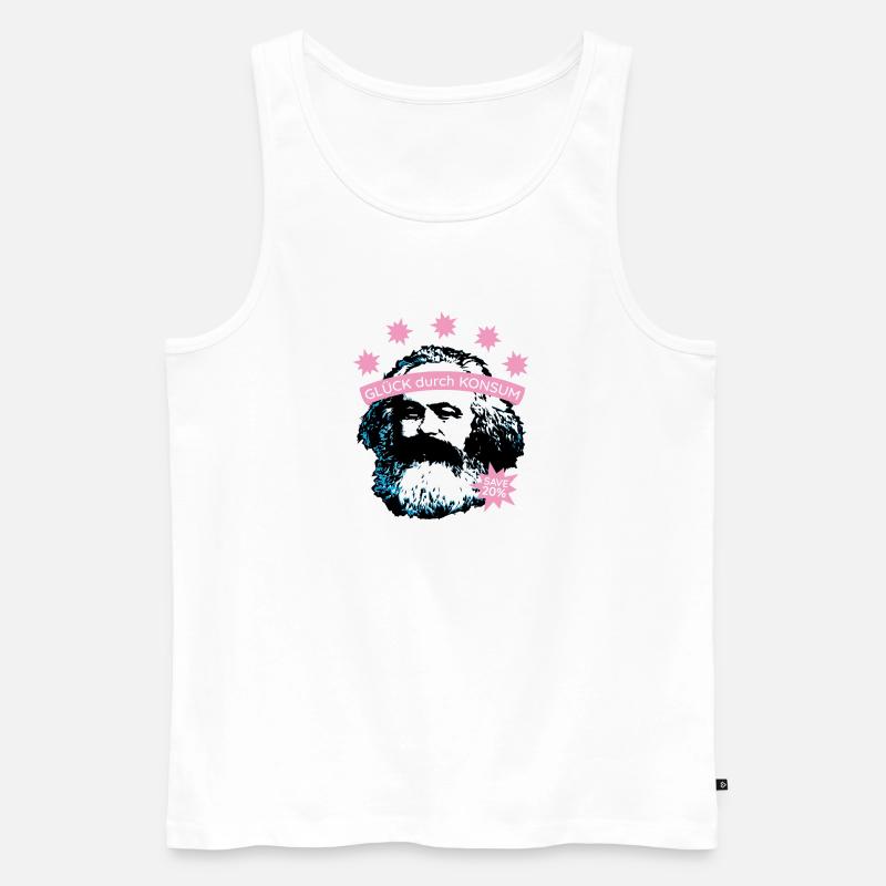 Glück durch Konsum – Bearded Icon - Männer Premium Bio Tank Top - Weiß