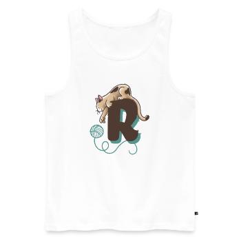 Katze Buchstabe R - Männer Premium Bio Tank Top - Weiß - Vorne - Michal (187cm)