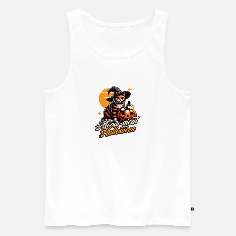 Meow-gical Halloween Katze - Männer Premium Bio Tank Top - Weiß