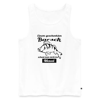 Angler Motiv mit Barsch - Männer Premium Bio Tank Top - Weiß - Vorne - Michal (187cm)