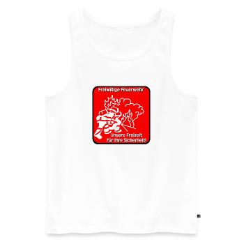 Volunteer Fire Brigade , Shirt , Safety (25) - Men's Premium Organic Tank Top - white - Front - AI Model Male 178 light (178cm)
