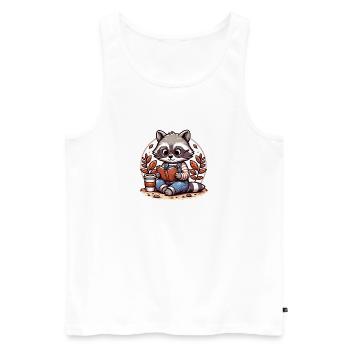 Mignon lecteur raton laveur illustration - Débardeur bio Premium Homme - blanc - Devant - Michal (187cm)