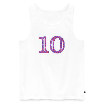10. 10 YEARS. 10th ANNIVERSARY. 10 YEAR ANNIVERSARY. - Men's Premium Organic Tank Top - white - Front - Michal (187cm)