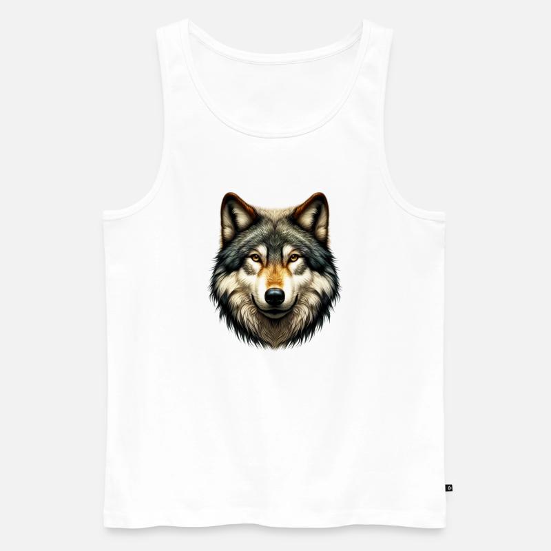 Wolf - Männer Premium Bio Tank Top - Weiß