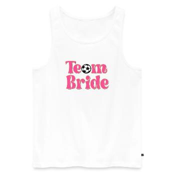 ÉQUIPE MARIÉE JOUANT AU FOOTBALL - MARIAGE - Débardeur bio Premium Homme - blanc - Devant - Michal (187cm)