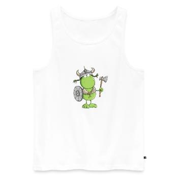 Lustiger Frosch Wikinger - Männer Premium Bio Tank Top - Weiß - Vorne - Michal (187cm)