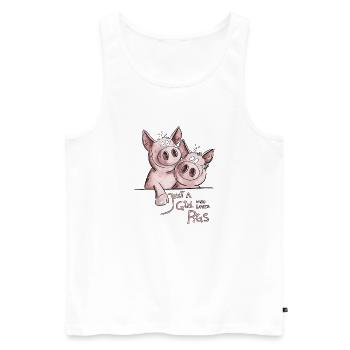 Just A Girl Who Loves Pigs Schwein - Männer Premium Bio Tank Top - Weiß - Vorne - Michal (187cm)
