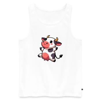 Kuh - Männer Premium Bio Tank Top - Weiß - Vorne - Michal (187cm)