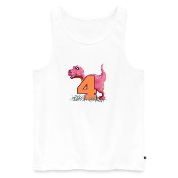 No.4 Dino - Men's Premium Organic Tank Top - white - Front - AI Model Male 178 light (178cm)
