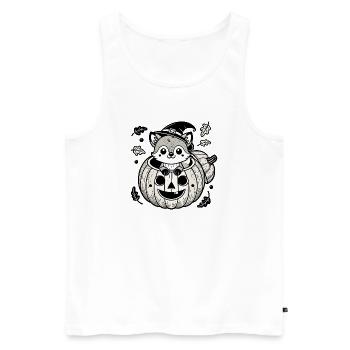 Halloween Fox in the Pumpkin: Sweet Scary Fun - Men's Premium Organic Tank Top - white - Front - Michal (187cm)