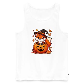 Halloween Fox in the Pumpkin: Sweet Scary Fun - Men's Premium Organic Tank Top - white - Front - Michal (187cm)