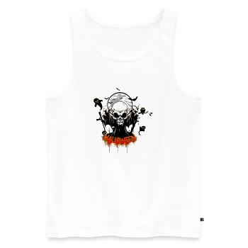 Schädel mit scharfen Zähnen - Männer Premium Bio Tank Top - Weiß - Vorne - AI Model Male 178 light (178cm)