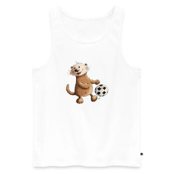 Drollige Otter Spielt Fußball - Männer Premium Bio Tank Top - Weiß - Vorne - AI Model Male 178 light (178cm)