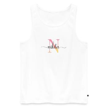 N | Monogramm | Name | Nikita |Watercolor - Männer Premium Bio Tank Top - Weiß - Vorne - Michal (187cm)