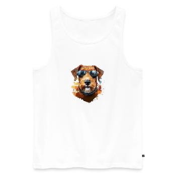 Airedale Terrier avec lunettes de soleil - Débardeur bio Premium Homme - blanc - Devant - Michal (187cm)
