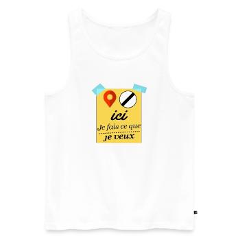 Hier mache ich, was ich will - Männer Premium Bio Tank Top - Weiß - Vorne - AI Model Male 178 light (178cm)