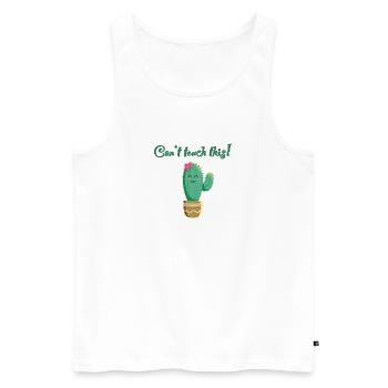 sweet cactus with saying Can't touch this - Men's Premium Organic Tank Top - white - Front - AI Model Male 178 light (178cm)