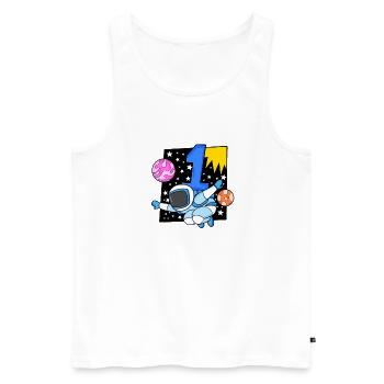 Number 1 Number One - Astronaut Motif - Men's Premium Organic Tank Top - white - Front - Michal (187cm)
