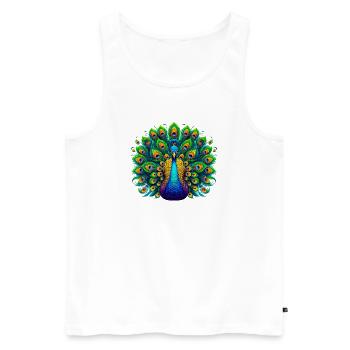 Pfau - Männer Premium Bio Tank Top - Weiß - Vorne - AI Model Male 178 light (178cm)