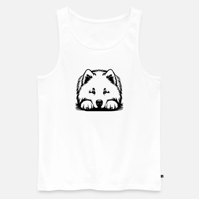 Samojede Kopf mit Pfoten - Männer Premium Bio Tank Top - Weiß
