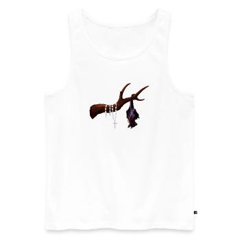 Flughund mit Ast, Rosenkränze, verschenken - Männer Premium Bio Tank Top - Weiß - Vorne - AI Model Male 178 light (178cm)