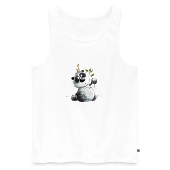 Funny Panda I Panda Bear I Pandas Animal Motif - Men's Premium Organic Tank Top - white - Front - Michal (187cm)