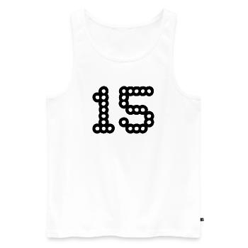 15. 15 YEARS. 15th ANNIVERSARY. 15 YEAR ANNIVERSARY. - Men's Premium Organic Tank Top - white - Front - AI Model Male 178 light (178cm)