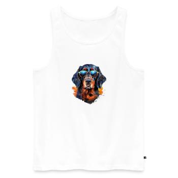 Gordon Setter avec lunettes de soleil - Débardeur bio Premium Homme - blanc - Devant - AI Model Male 178 light (178cm)